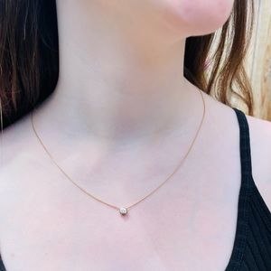 14k diamond bezel set necklace pendant